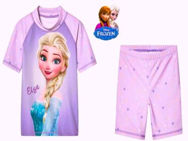 Preview: Disney Frozen die Eiskönigin Elsa Badeset UV Schutz Anzug Shirt Hose Badeanzug 110 116 122 128 NEU